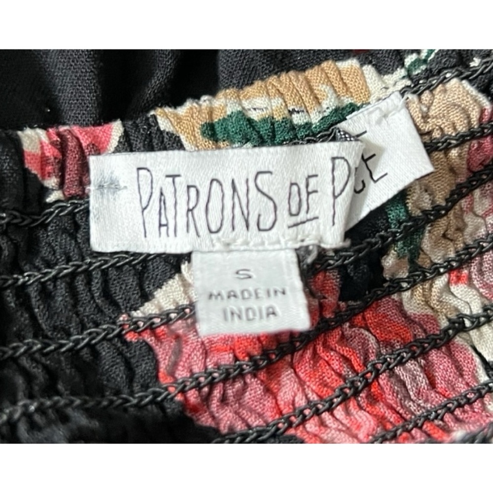 Patrons of Peace Smocked Stretchy Floral Halter Tank Black Top Size Small - Picture 6 of 7